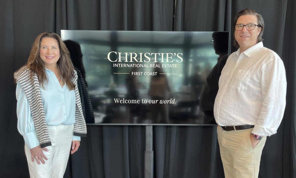 Michelle Mousin-Anderson, PA & Marc Anderson at Christie's International Real Estate First Coast announcement